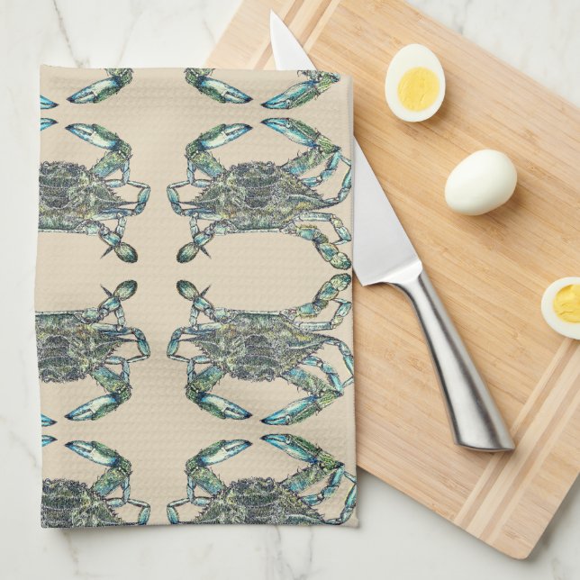 Crab Pattern Kitchen Towel (Quarter Fold)