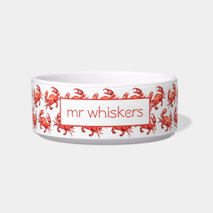 Crab Pattern Watercolor Custom Pet Name Bowl