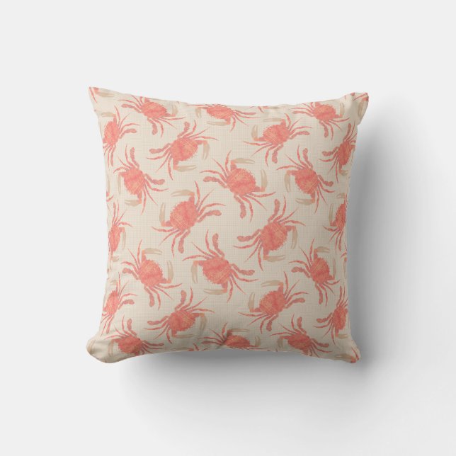 Crab - Peach Fuzz 2024 Throw Pillow (Front)