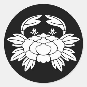 Crab Peony Classic Round Sticker