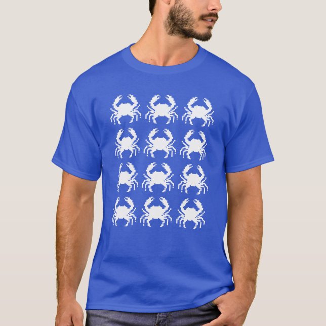 Crab Pixel Pattern Repeat T-Shirt (Front)