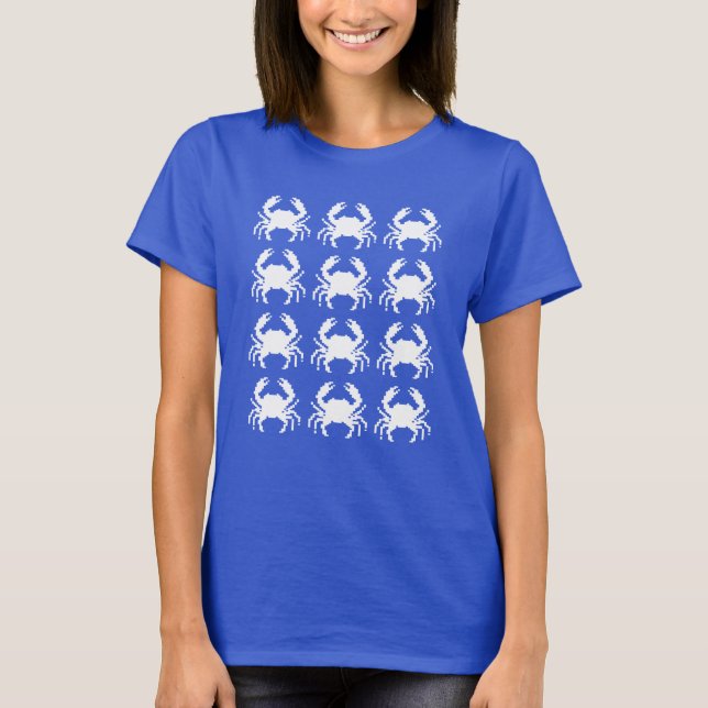 Crab Pixel Pattern Repeat T-Shirt (Front)
