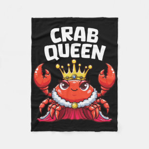 Crab Queen Funny Seafood Crab Animal Hunting Fishi Fleece Blanket