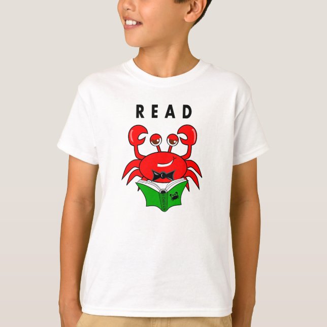 Crab Reading a Book t-shirt (Front)