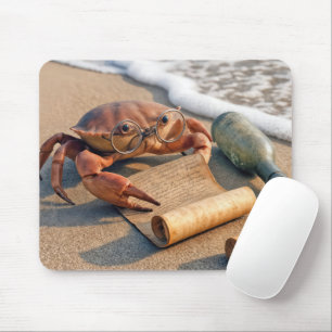 Crab Reading a Message on a Beach Mouse Pad