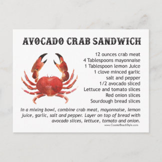 Crab Recipes Postcard