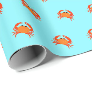Crab red hot orange simple clean fresh  wrapping paper