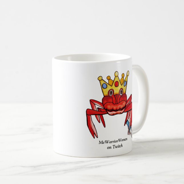 Crab Royalty with knife, MeWarriorWoman on Twitch  Coffee Mug (Front Right)