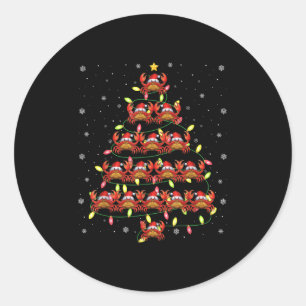 Crab Santa Christmas Tree Lights Ugly Sweater Styl Classic Round Sticker