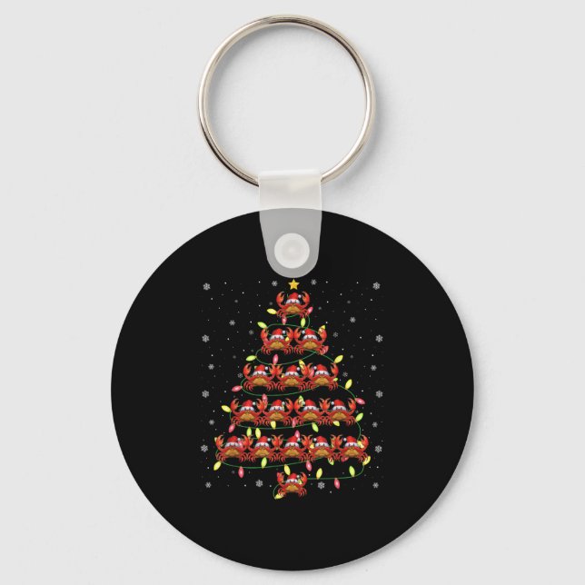 Crab Santa Christmas Tree Lights Ugly Sweater Styl Keychain (Front)