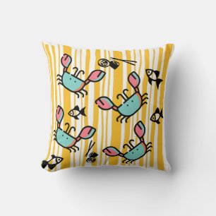 Crab Seafood Fish Pattern Throw Pillow