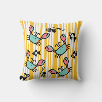 Crab Seafood Fish Pattern  Throw Pillow
