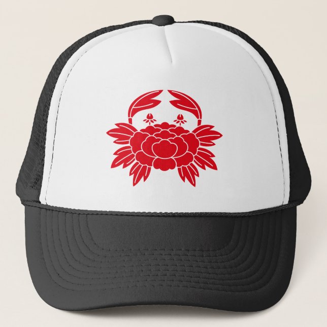 Crab-shaped peony trucker hat (Front)