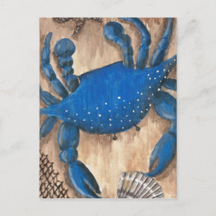 Crab, Shell and Net Postcard