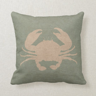 Crab Shell Seafoam Green Throw Pillow