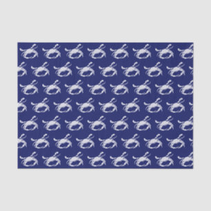 Crab Silhouette #1 Drawing White Blue Tissue Paper