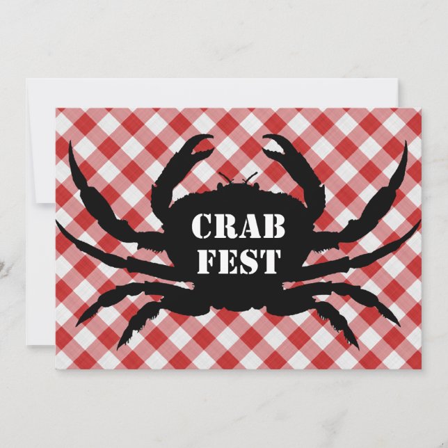 Crab Silo on Red & White Checked Cloth Crab Fest Invitation (Front)