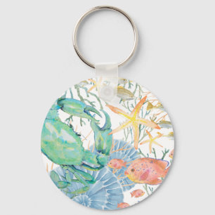 Crab Starfish Coral Seashells Fish Keychain