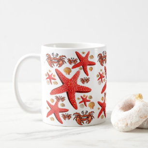 Crab, Starfish White Mug