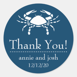 Crab Thank You Labels (Navy Blue)