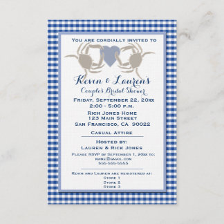 Crab Theme with Blue Gingham Invitation
