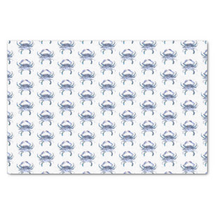 Crab Tissue Paper Blue Watercolor Pattern Beach