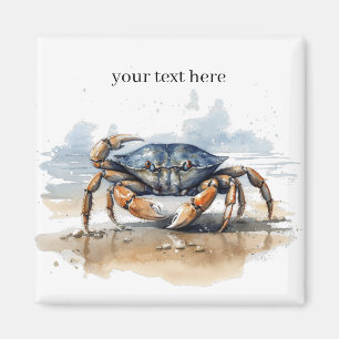 crab walking on the beach, customizable  magnet