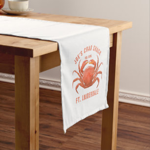 Crab Watercolors Illustration Custom Text Short Table Runner