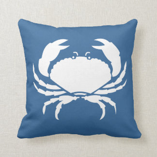 CRAB WHITE on blue pillow