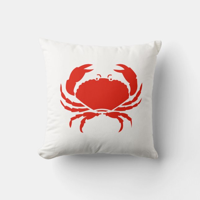CRAB WHITE on red pillow (Front)