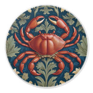 Crab William Morris style Sea Ocean Marine Animal Ceramic Knob