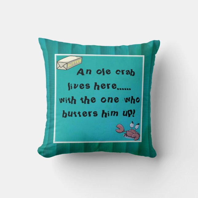 Crab with Butter Throw Pillow (Front)