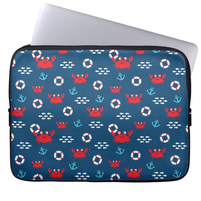 Crab with Lifebuoy Laptop Sleeve (Front)