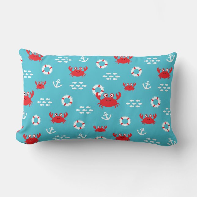 Crab with Lifebuoy Lumbar Pillow (Front)