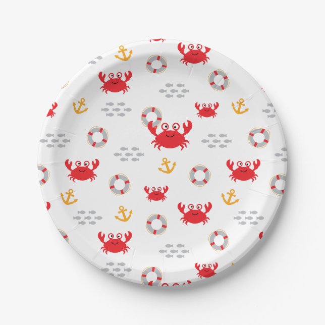 Crab with Lifebuoy Paper Plate (Front)
