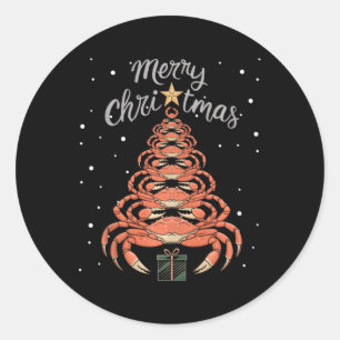 Crab Xmas Tree Crab Christmas Tree Tank Top1 Classic Round Sticker