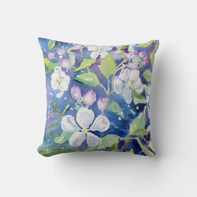 "Crabapple fleurit" coussin d'accent (Recto)