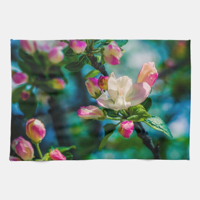 Crabapple flower and buds kitchen towel (Horizontal)