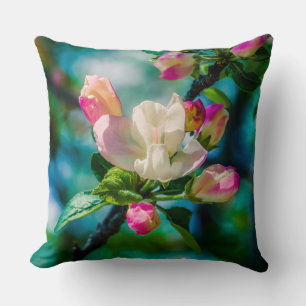 Crabapple flower and buds throw pillow