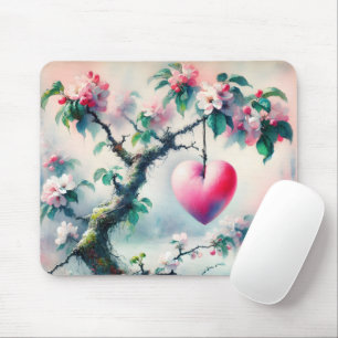 Crabapple Tree Heart Mouse Pad