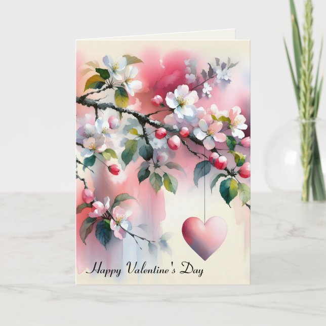 Crabapple Tree Heart Valentine's day Card (Front)