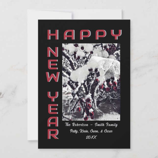 Crabapples en Neige Bonne année Carte de vacances (Devant)