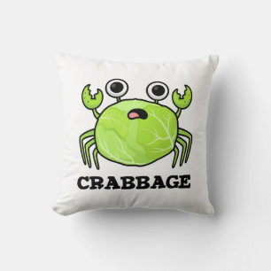 Crabbage Funny Cabbage Crab Pun Throw Pillow