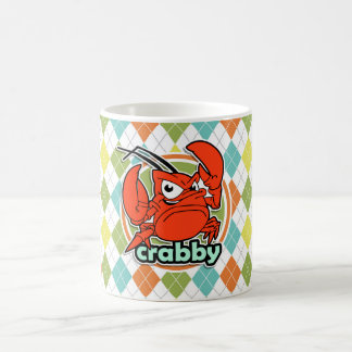 Crabby; Colourful Argyle Pattern Coffee Mug