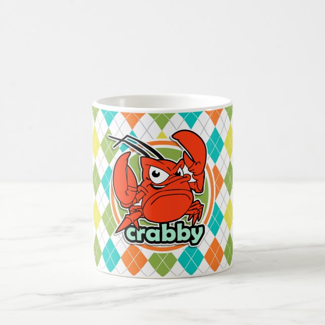 Crabby; Colourful Argyle Pattern Coffee Mug (Center)