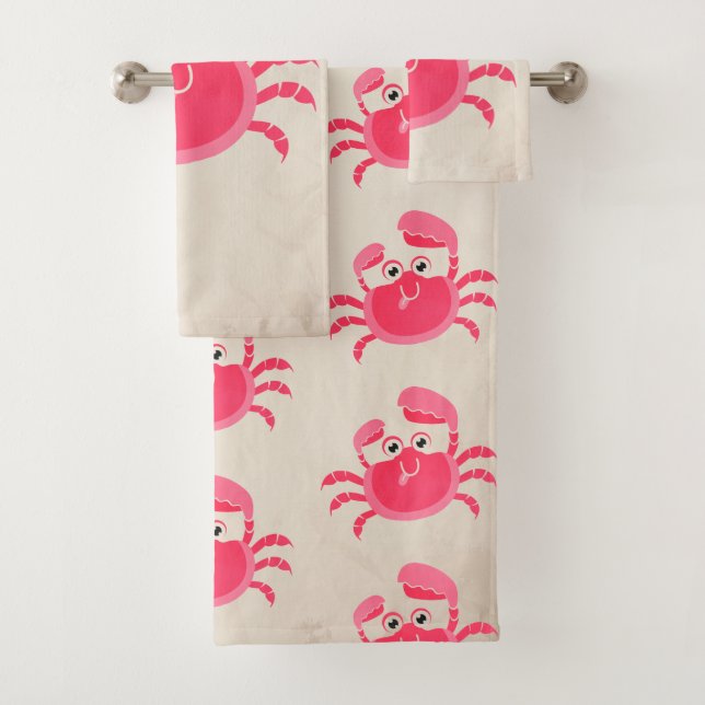 Crabby Crab Design Bath Towel Set (Insitu)