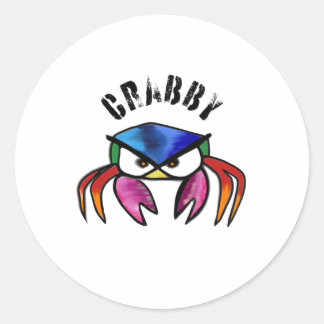 Crabby Crab Funny mad Classic Round Sticker