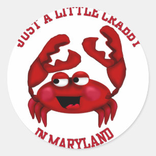 Crabby in Maryland Classic Round Sticker