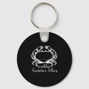 Crabby Summer Vibes,love Crab, Beach Funny Gift Me Keychain