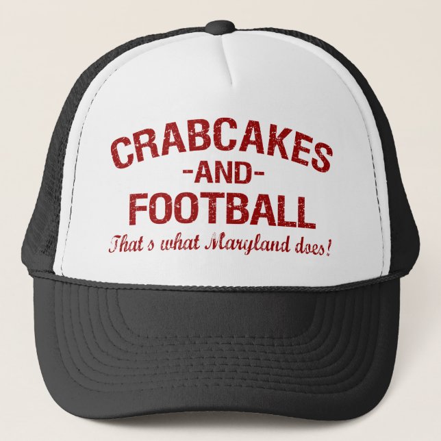 Crabcakes and Football Trucker Hat (Front)